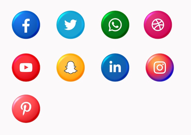 Pacchetto icone 3D per social media