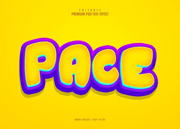 Pace voll redigierbare Premium-PSD 3D-Text-Effekt