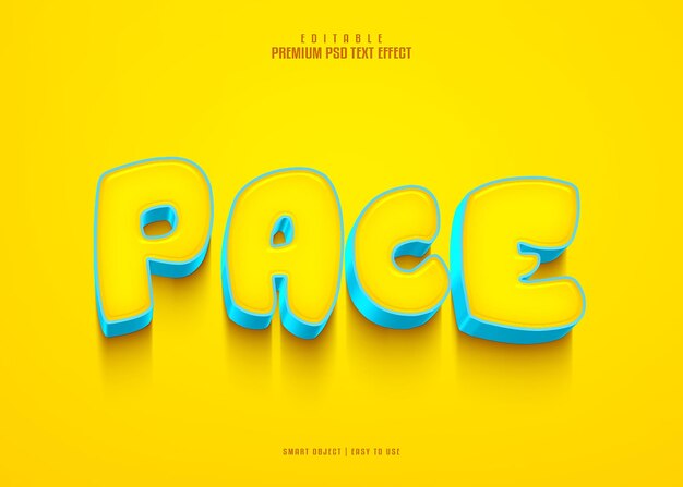 Pace voll redigierbare Premium-PSD 3D-Text-Effekt