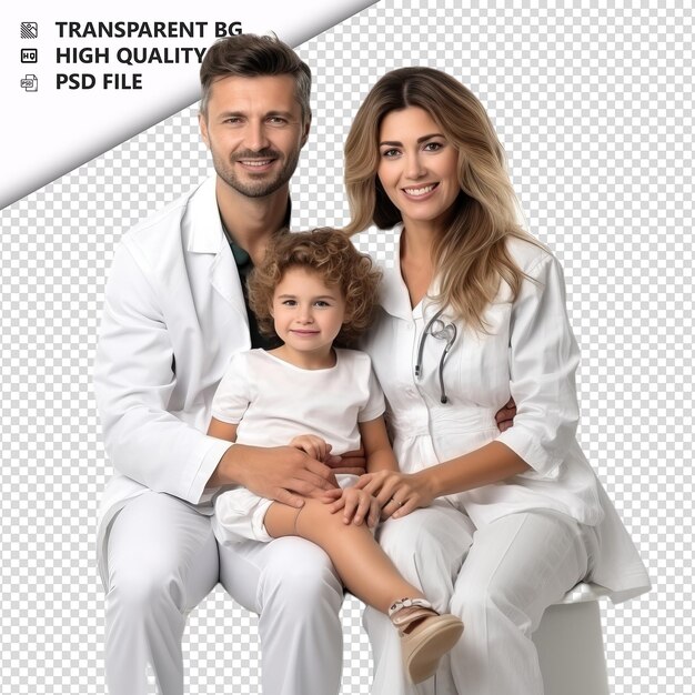PSD paciente família europeia estilo ultra-realista fundo branco