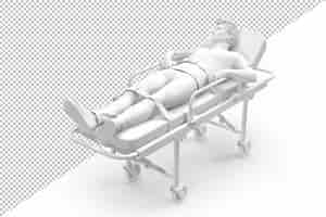 PSD paciente inconsciente acostado en una camilla renderizado