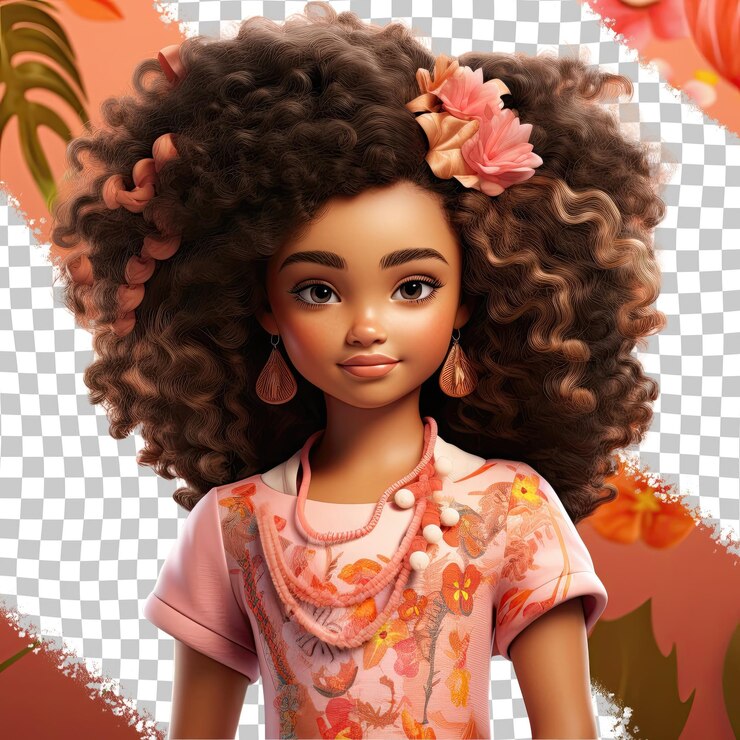 PSD pacific islander toddler girl educadora de saúde com cabelo pervertido close up eyes on pastel coral