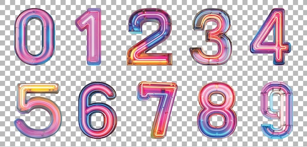 Pack Alphabete A bis Z in Neon-Zeichen-Stil gegen einen transparenten Hintergrund für futuristische Designs, auffällige Branding- oder Nachtleben-Typografie-Anwendungen