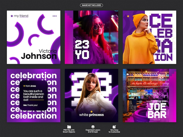 Pack de félicitations d'anniversaire pour les médias sociaux