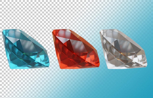 PSD pack de hermosos diamantes sobre fondo transparente