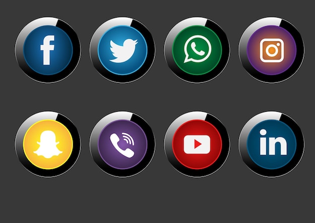 Pack d'icônes 3d de médias sociaux psd