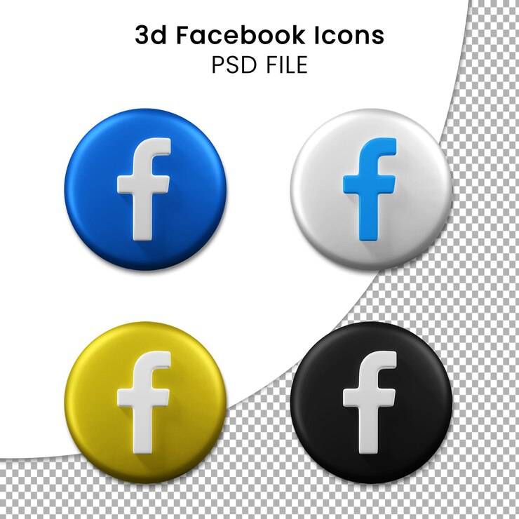 PSD pack d'icônes facebook brillant 3d