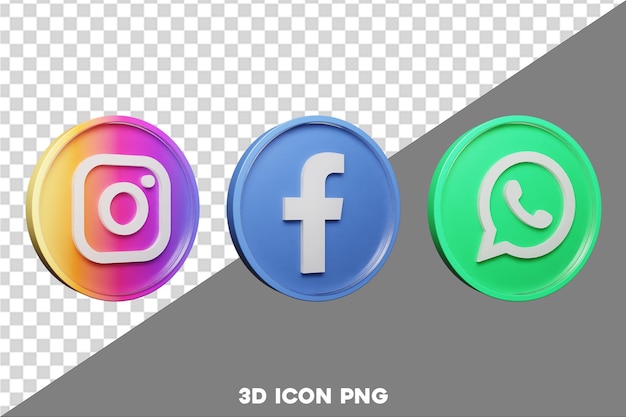 PSD pack d'icônes de médias sociaux 3d