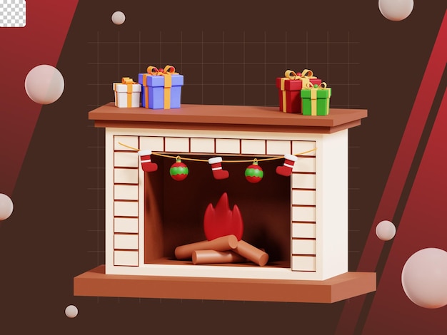 Pack D'icônes De Noël 3d Cheminée De Noël