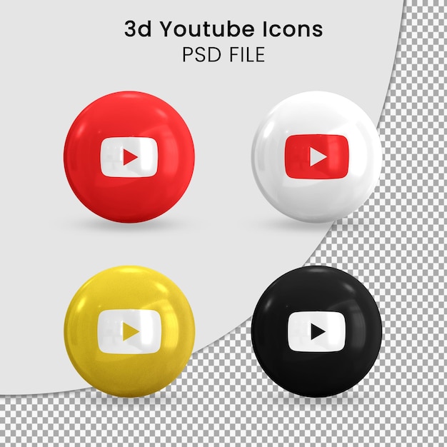 PSD pack d'icônes youtube 3d