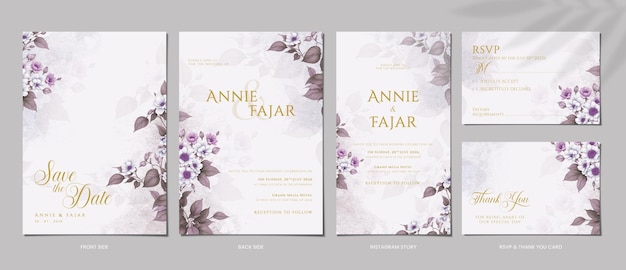 Pack D'invitation De Mariage Psd Avec Rsvp Merci Et Histoire Sur Instagram