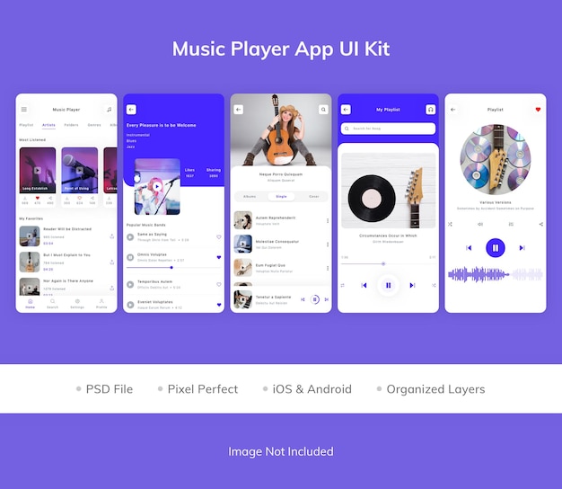 Pack De Kit D'interface Utilisateur De L'application De Lecteur De Musique