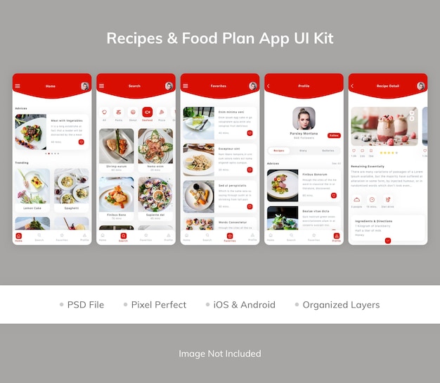 Pack De Kits D'interface Utilisateur De L'application Food Recipes