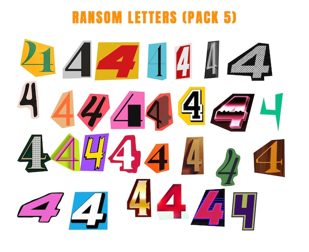 Pack de lettres de rançon 5 avec le collage numéro 4