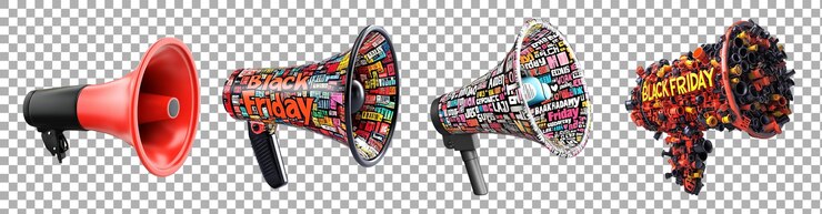 PSD pack megaphonestyle collage en tipografía en negrita con tema de black friday ideal para promociones minoristas campañas de ventas y eventos de marketing