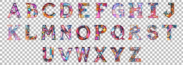 Pack A a Z alfabetos Estilo abstracto sobre fondo transparente para proyectos de diseño moderno Marca creativa o aplicaciones de tipografía únicas