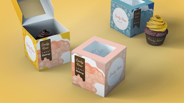 Packaging per cupcake e mockup di branding