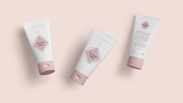 PSD packaging rosa de productos cosméticos