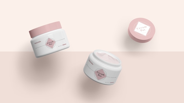 PSD packaging rosa de productos cosméticos