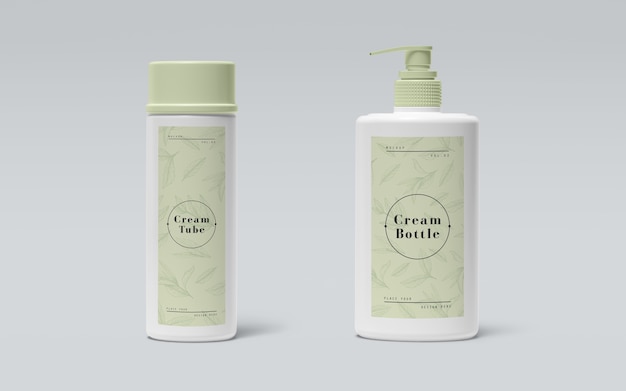 PSD packaging verde de productos cosméticos