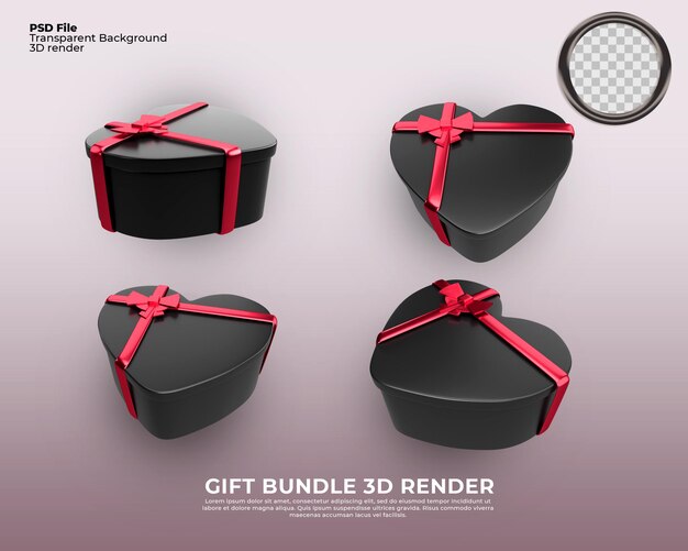 Pacote de caixas de presente renderização em 3D para venda de decoração