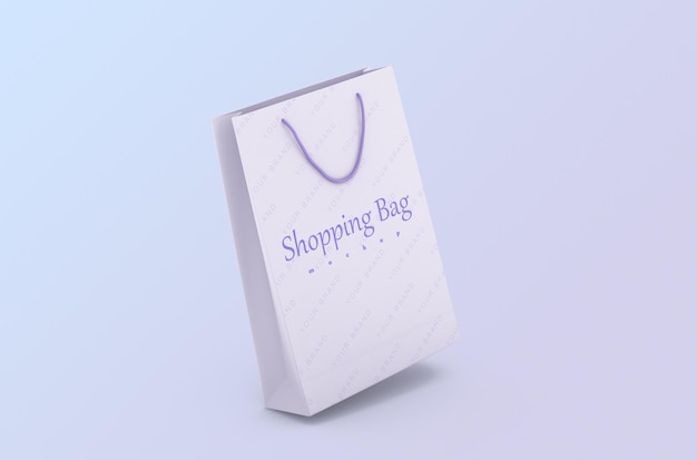 Pacote de compras de papel com alças de corda isoladas simuladas para branding e identidade corporativa