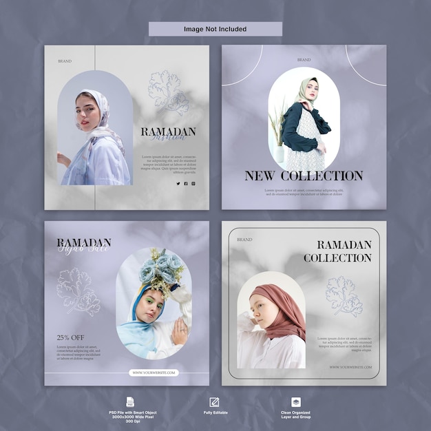 Pacote de conjunto de design de modelo de postagem do Instagram de moda do Ramadã