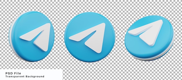 Pacote de design do elemento do ícone do logotipo do telegrama 3D com vários ângulos de alta qualidade