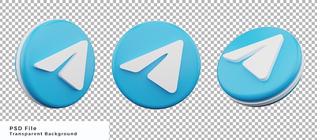Pacote de design do elemento do ícone do logotipo do telegrama 3d com vários ângulos de alta qualidade
