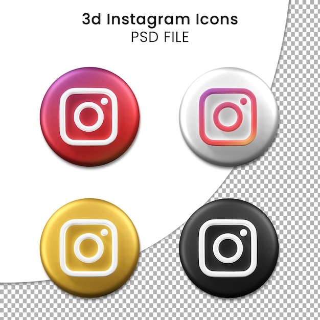 PSD pacote de ícones 3d shinny instagram