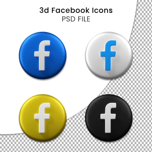 Pacote de ícones 3d shinny para facebook