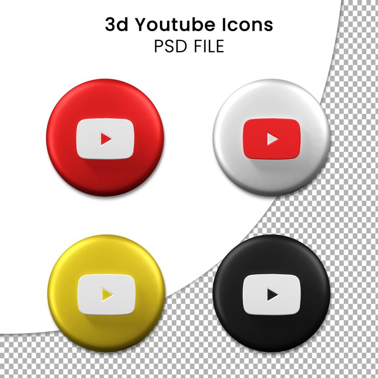 PSD pacote de ícones 3d shinny youtube