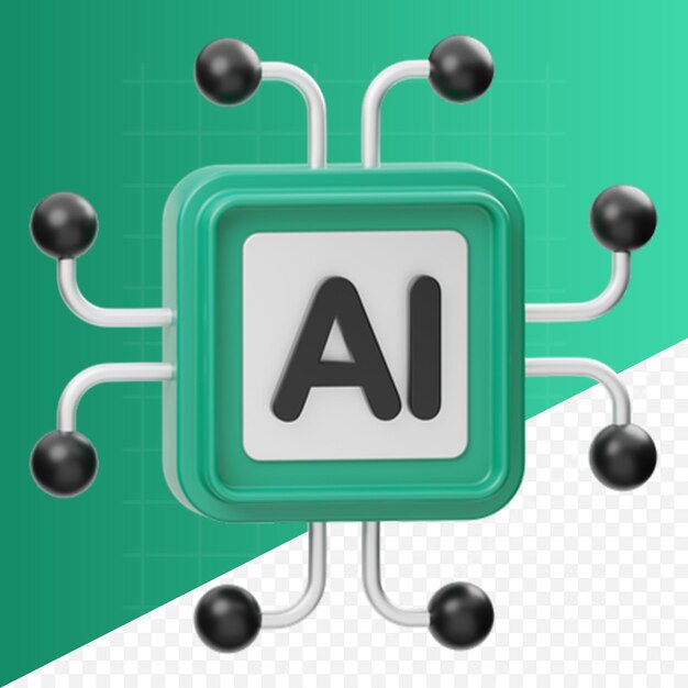 PSD pacote de ícones de inteligência artificial 3d ai chip 3d ai