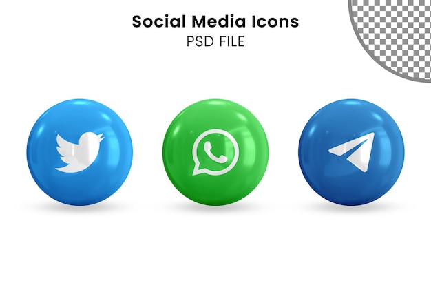 PSD pacote de ícones de mídia social 3d