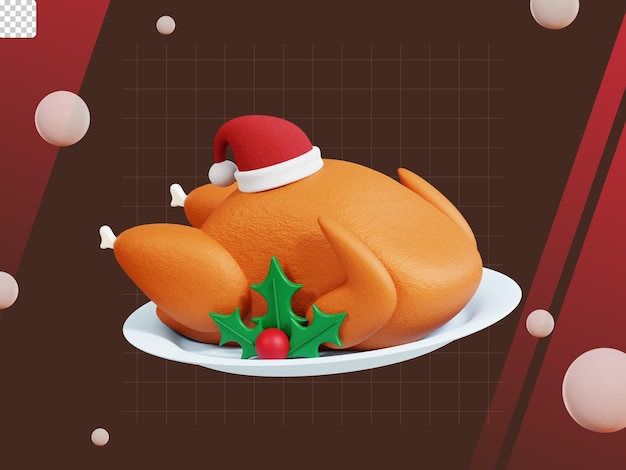 PSD pacote de ícones de natal 3d frango natal