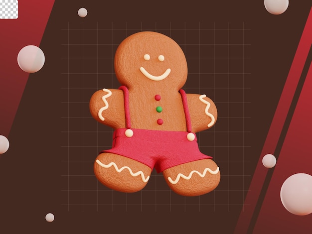 pacote de ícones de natal 3d menino de gengibre