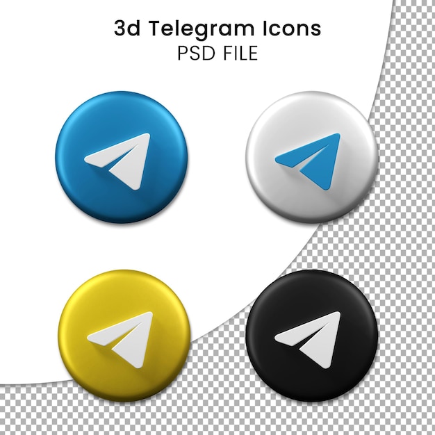 Pacote de ícones do 3d shinny telegram