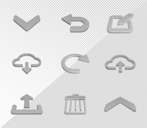 PSD pacote de pacote de ícones 3d ui symbol