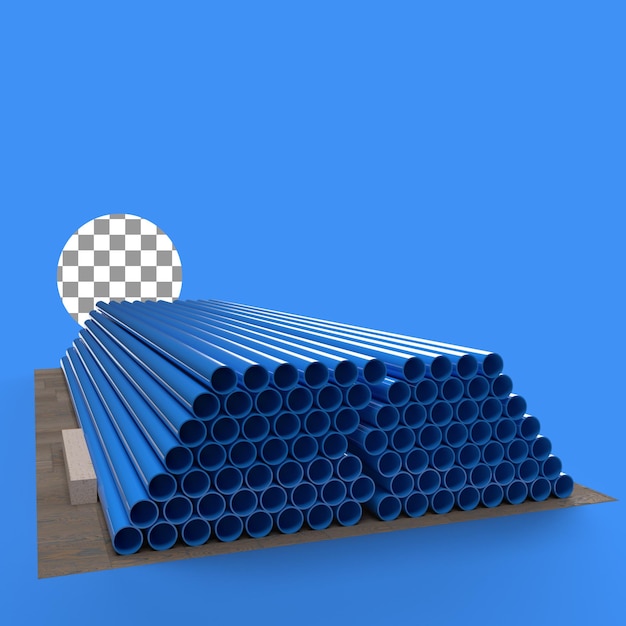 Pacote de tubos de plástico que renderiza o conjunto de tubos de plástico 3d renderizar tubos de pvc em ilustração hd