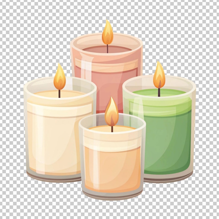 PSD pacote de velas perfumadas desenhadas à mão sobre fundo branco