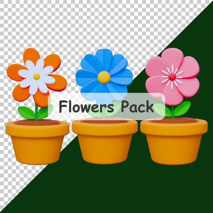 PSD pacote isolado de ícone de flor 3d
