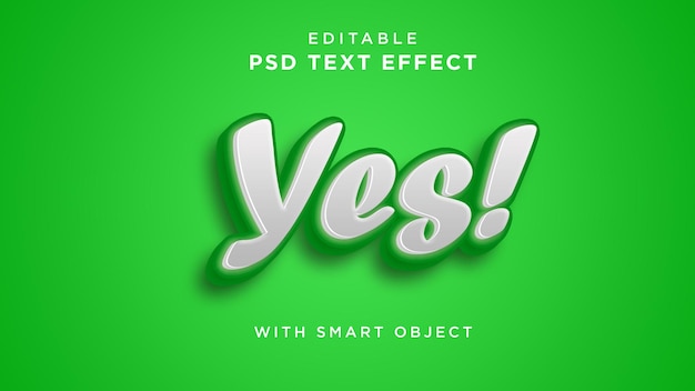 Pad sim estilo de efeitos de texto editáveis 3d com fundo verde