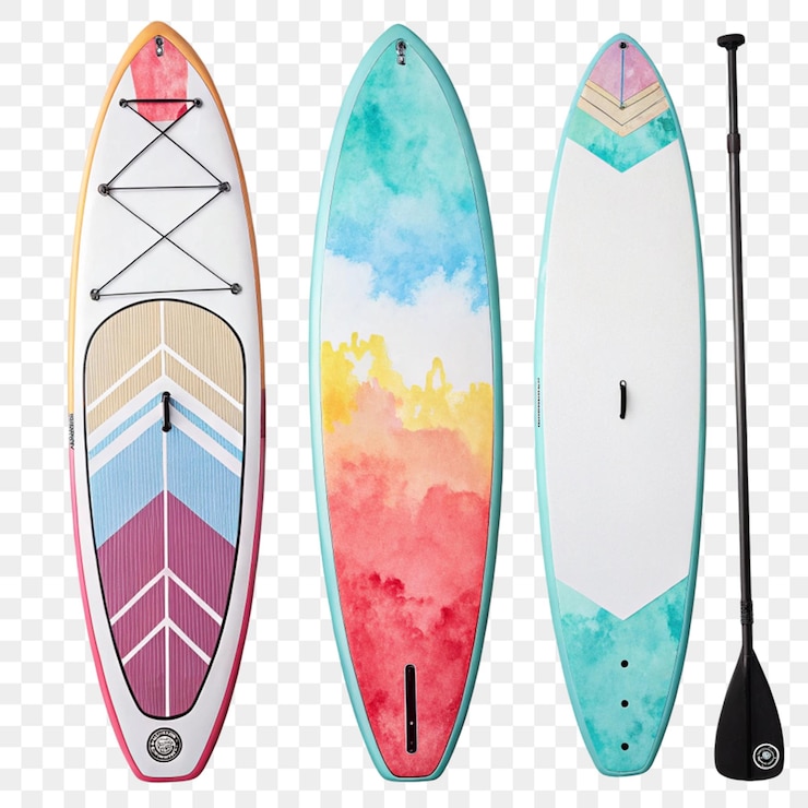 PSD paddleboards aquarell-clipart isoliert auf durchsichtigem hintergrund