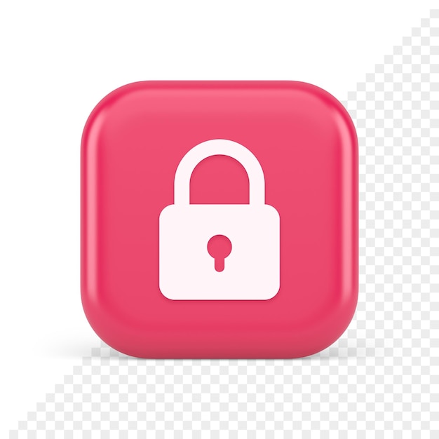 Padlock locking web access button password security protection safe encryption 3d icon
