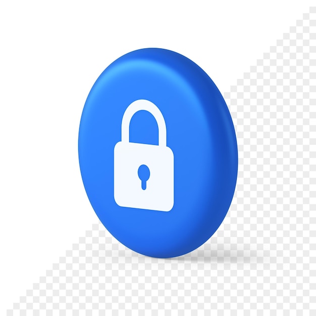 padlock locking web access button password security protection safe encryption 3d isometric icon