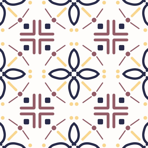 Padrão de azulejos geométricos sem costura para design de cerâmica ou papel de parede com estilo retro