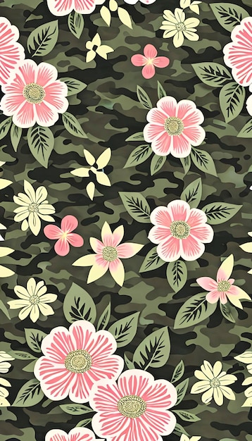 PSD padrão de camuflagem floral para um uniforme militar.