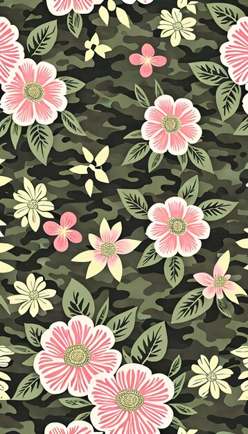 Padrão de camuflagem floral para um uniforme militar.