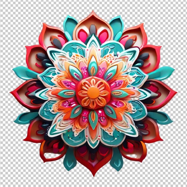 PSD padrão de design fractal de mandala isolado em fundo transparente png pro