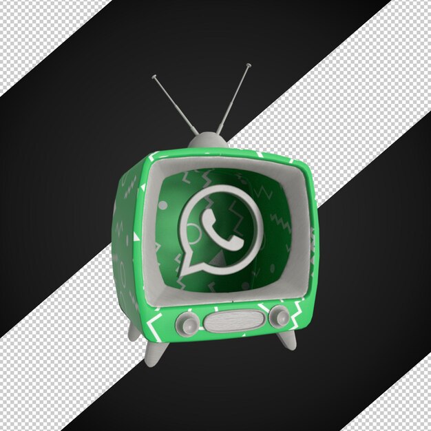 PSD padrão de renderização 3d tv whatsapp logo